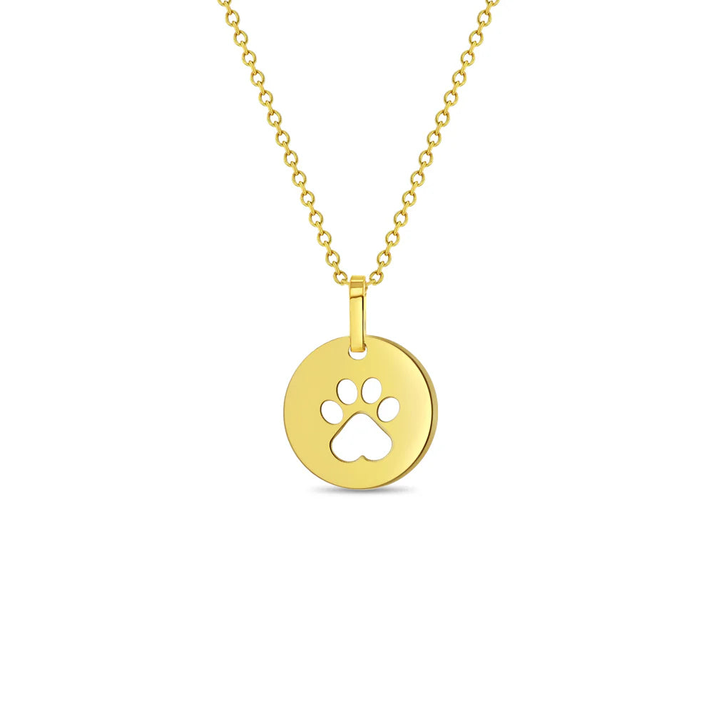14k Dog Paw Women's Necklace 16" to 18"