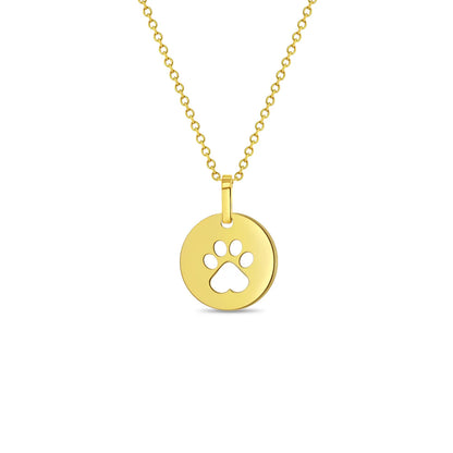 14k Dog Paw Women's Necklace 16" to 18"