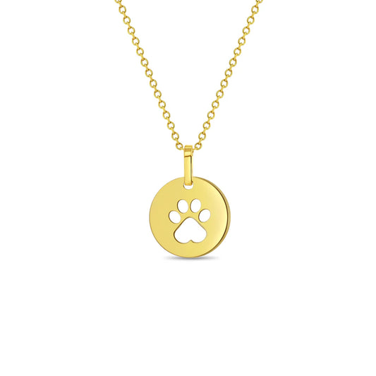 14k Dog Paw Women's Necklace 16" to 18"