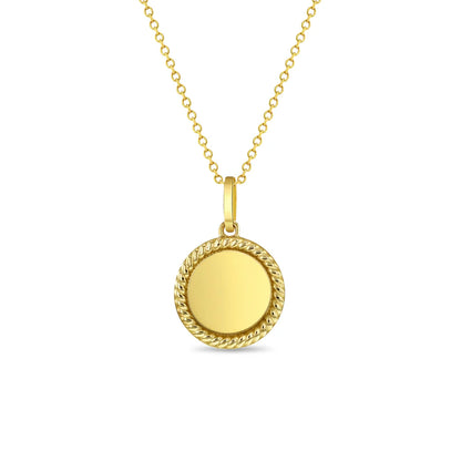 14k Braided Edge Engravable Women's Necklace 16" to 18"