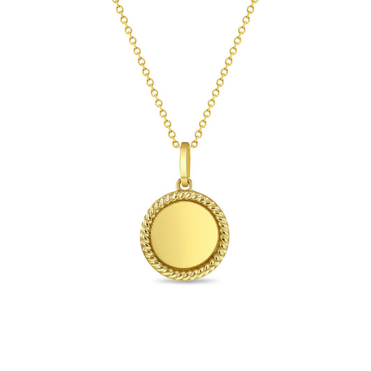 14k Braided Edge Engravable Women's Necklace 16" to 18"