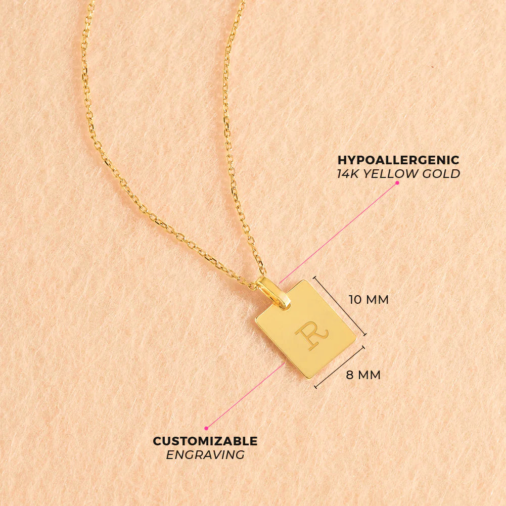 14k Gold Square Tag Women's Necklace