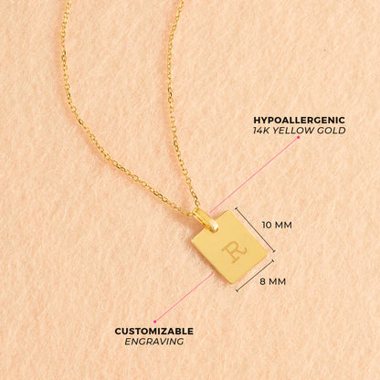 14k Gold Square Tag Women's Necklace