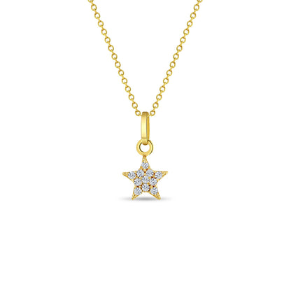 14k Tiny CZ Encrusted Star Baby Necklace, size 16"