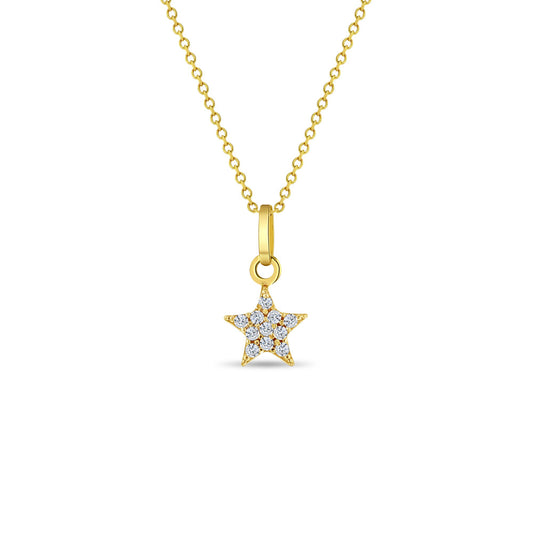 14k Tiny CZ Encrusted Star Baby Necklace, size 16"
