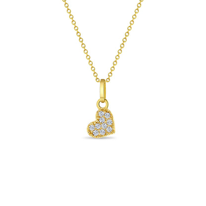 14k Pave Heart Women's Pendant Necklace 16" to 18"
