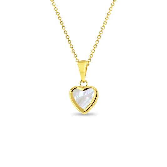 14k Mother of Pearl Heart Women's Necklace 16" to 18"