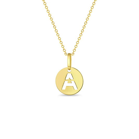 14k Initial Letter Charm Girls Necklace