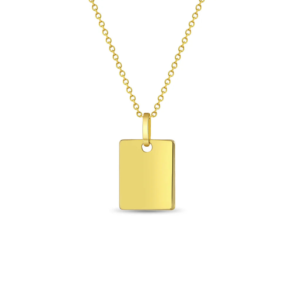 14k Gold Square Tag Women's Necklace