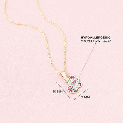 14k Joyful Unicorn Children's Pendant Necklace, Size 16"