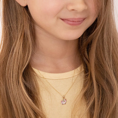 14k Joyful Unicorn Children's Pendant Necklace, Size 16"