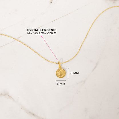 14k Guardian Angel Medal Pendant 16"